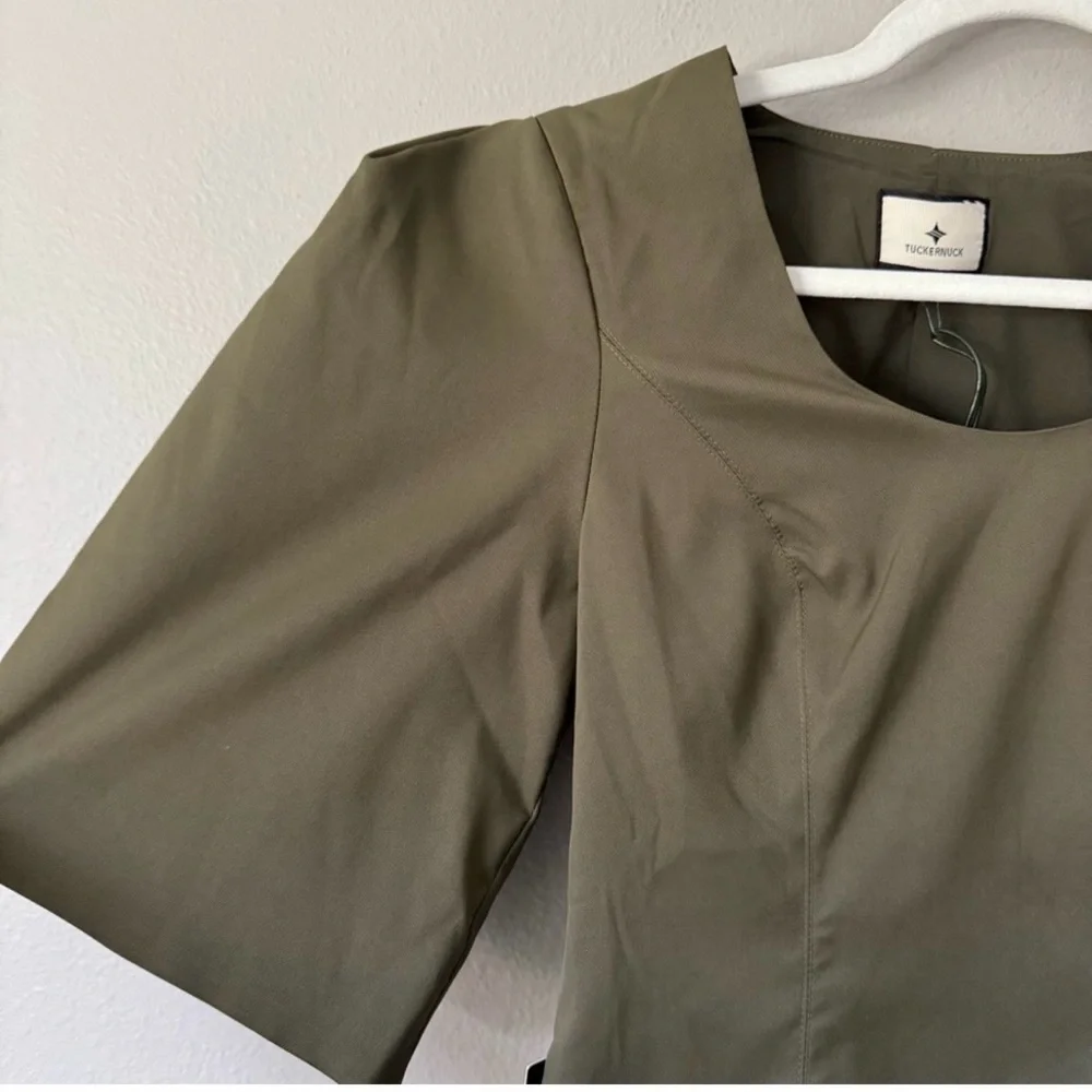 Tuckernuck Olive Twill Ariella Mini Dress XXXL | Puff Sleeve Utility Style NWT - Picture 6 of 12